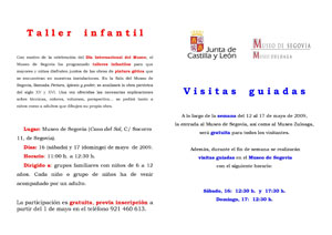 Imagen del d&iacute;ptico del D&iacute;a Internacional del Museo 2009: Taller Infantil y Visitas Guiadas.